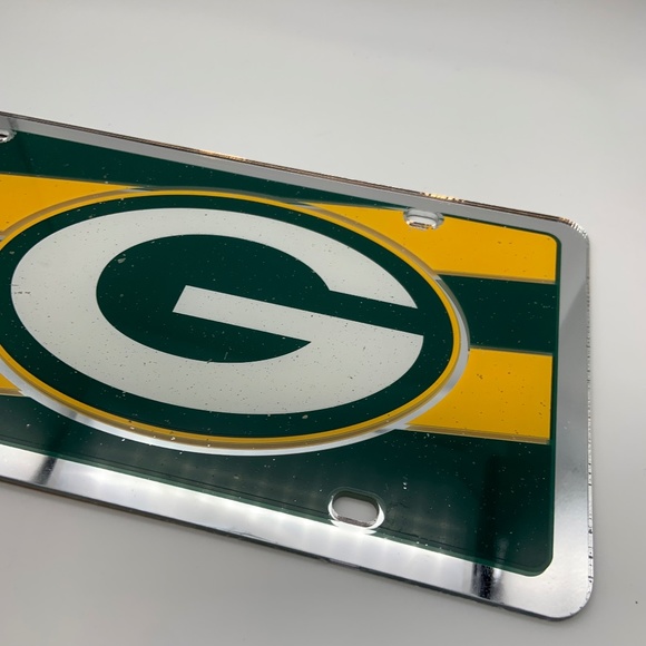 Vintage NFL Green Bay Packers Logo Striped Mirrored Decorative License Plate - Picture 5 of 12